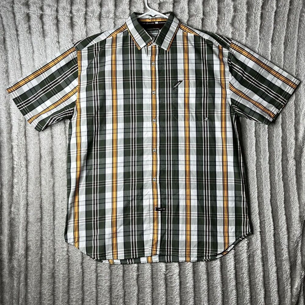 Vintage Ecko Unltd Button Up Plaid Shirt Men's Xl‎ Green Yellow Classic Material